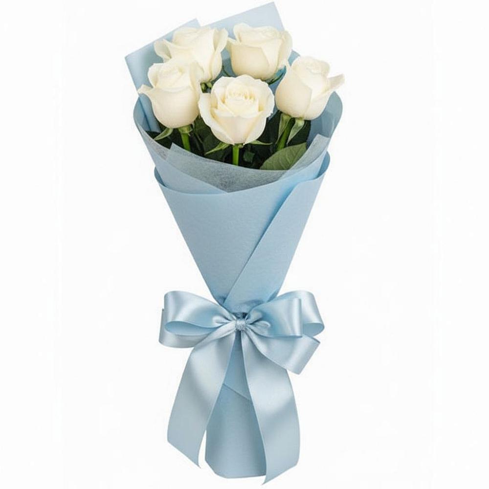 Букет 5 Белых роз Проуд в Плиево