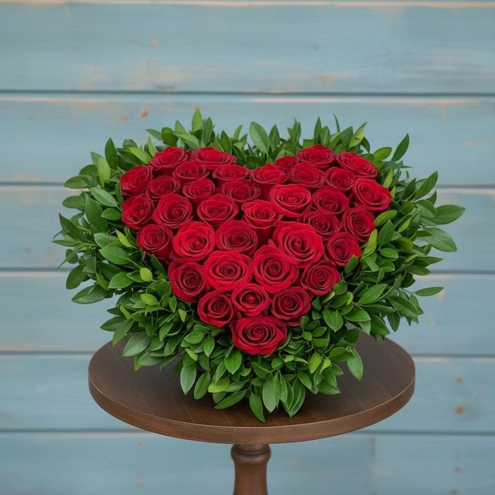 Цветочная композиция из Розы в виде сердца в Плиево