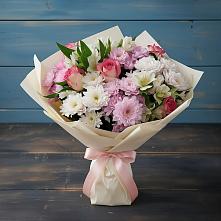 Букет цветов из:  Хризантемы, Альстромерии и Розы в Плиево