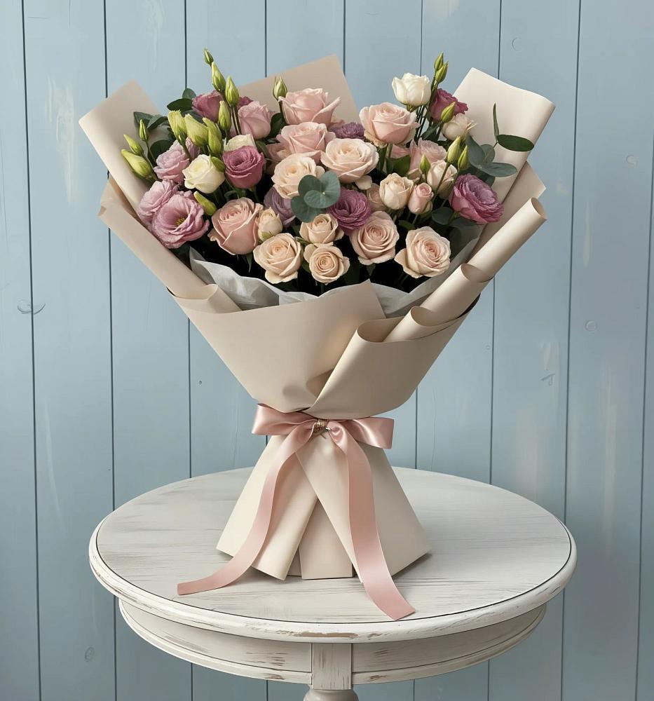 Букет цветов из: Розы и Лизиантусы в Плиево