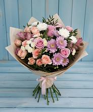Букет цветов из:  Хризантемы, Розы и Альстромерии в Плиево