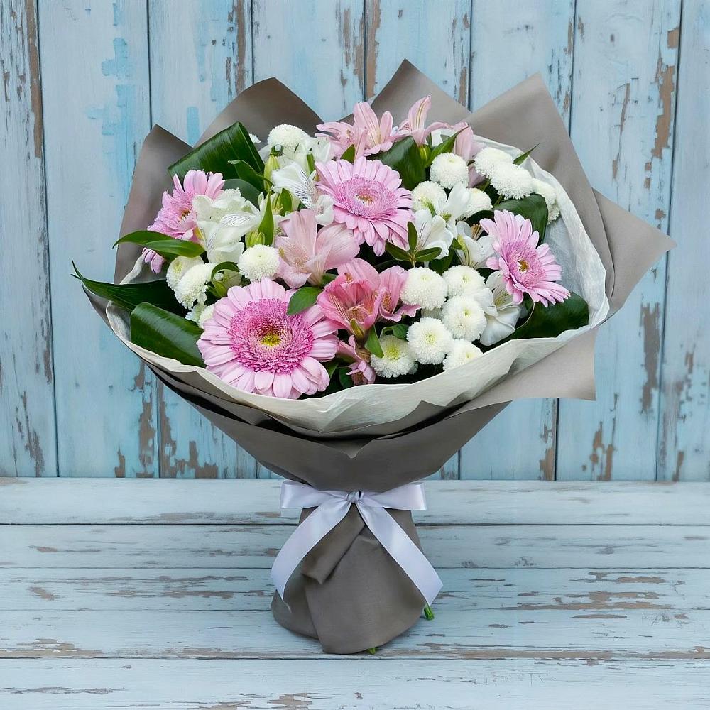 Букет цветов из: Герберы, Альстромерии и Хризантемы в Плиево