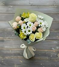 Букет цветов из:  Альстромерии, Розы и Хризантемы в Плиево