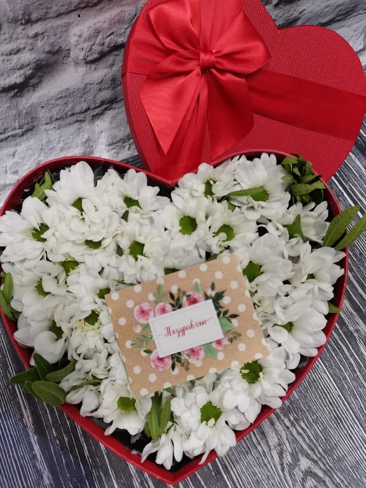 Цветочная композиция из Хризантемы в виде сердца в Плиево